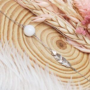 Bracelet lait'gèreté artisanal en lait maternel résiné blanc sur chaîne fine