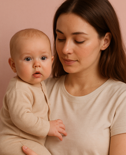 Une maman et son bébé dans les bras