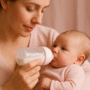 Bébé allaité qui prend le biberon