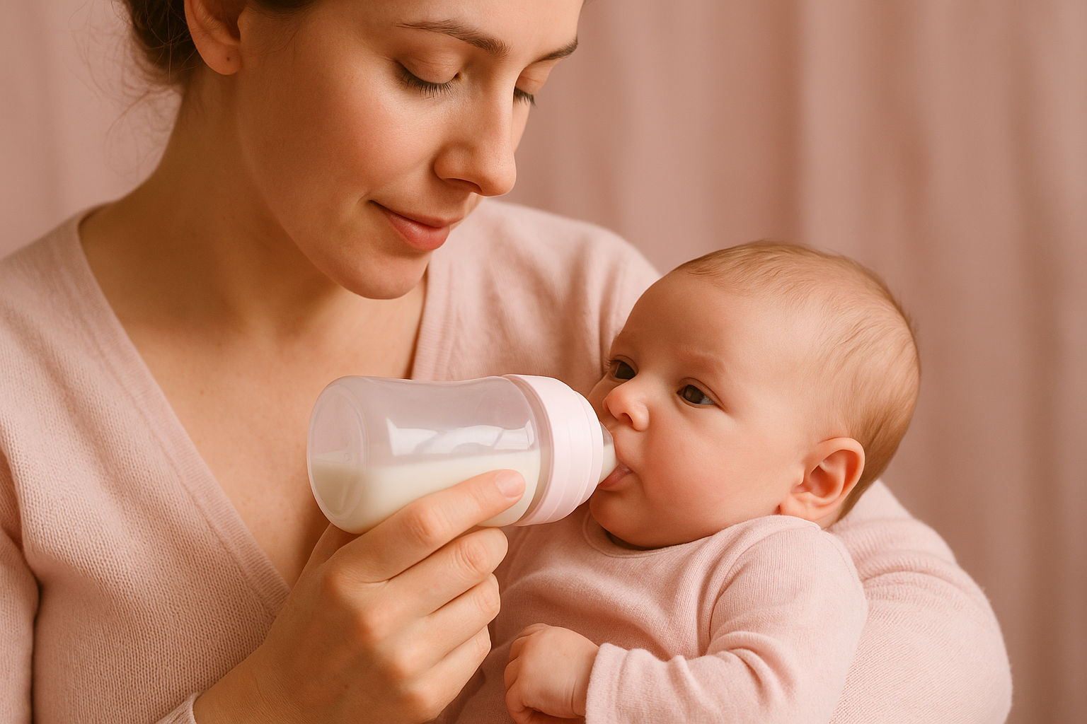 Bébé allaité qui prend le biberon