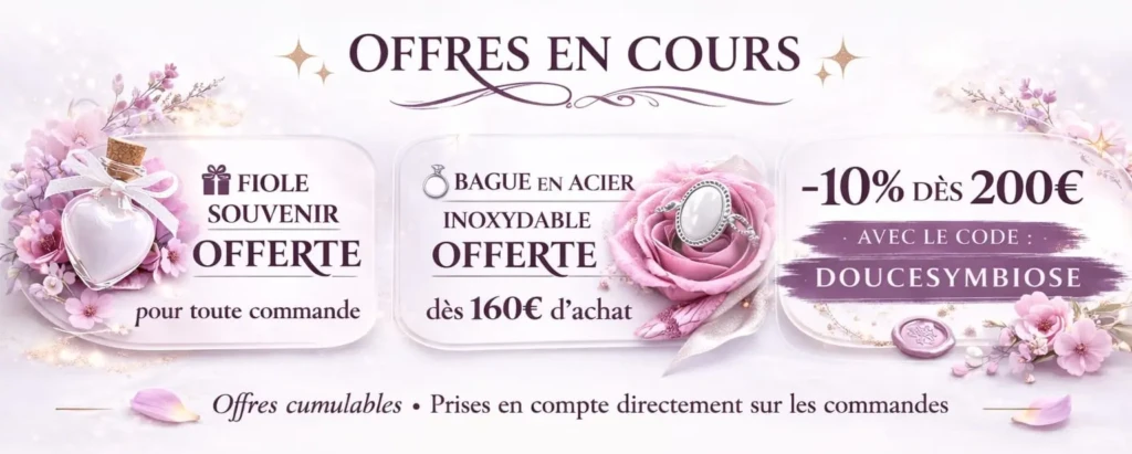 Bannière offres en cours bijoux lait maternel Douce Symbiose