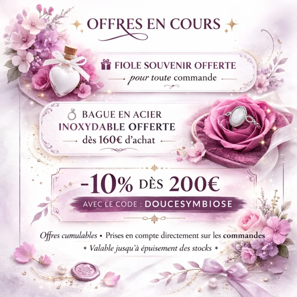 Bannière offres en cours bijoux lait maternel Douce Symbiose promotions
